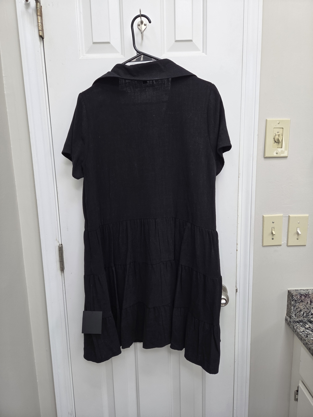 Lulu's Black Tiered Mini Dress with Collar - Picture 3 of 3